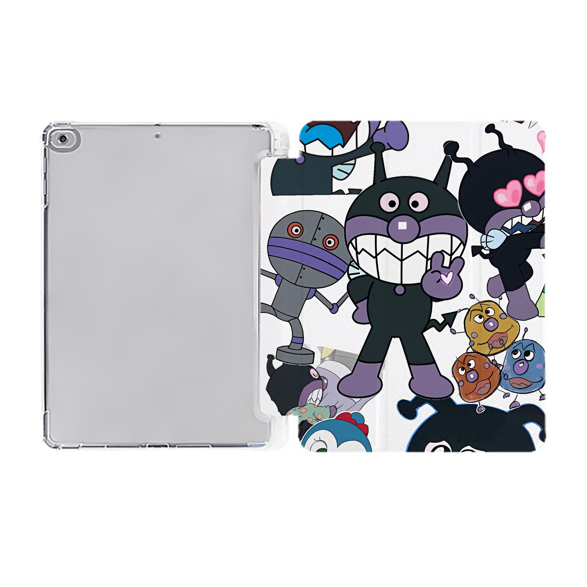 （画像用） アンパンマン Anpanman IPad ケース ペン収納付き 三つ折りスタンド PUレザー×シリコン 対応機種9.5/10.5/10.9インチ